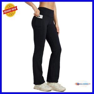 Fleece Lined Yoga Pants High Waisted Bootcut Water Resistant 4 Pockets